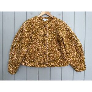 Kika Vargas x Target Mum Floral Quilted Jacket XS Yellow Puff Sleeves Buttons